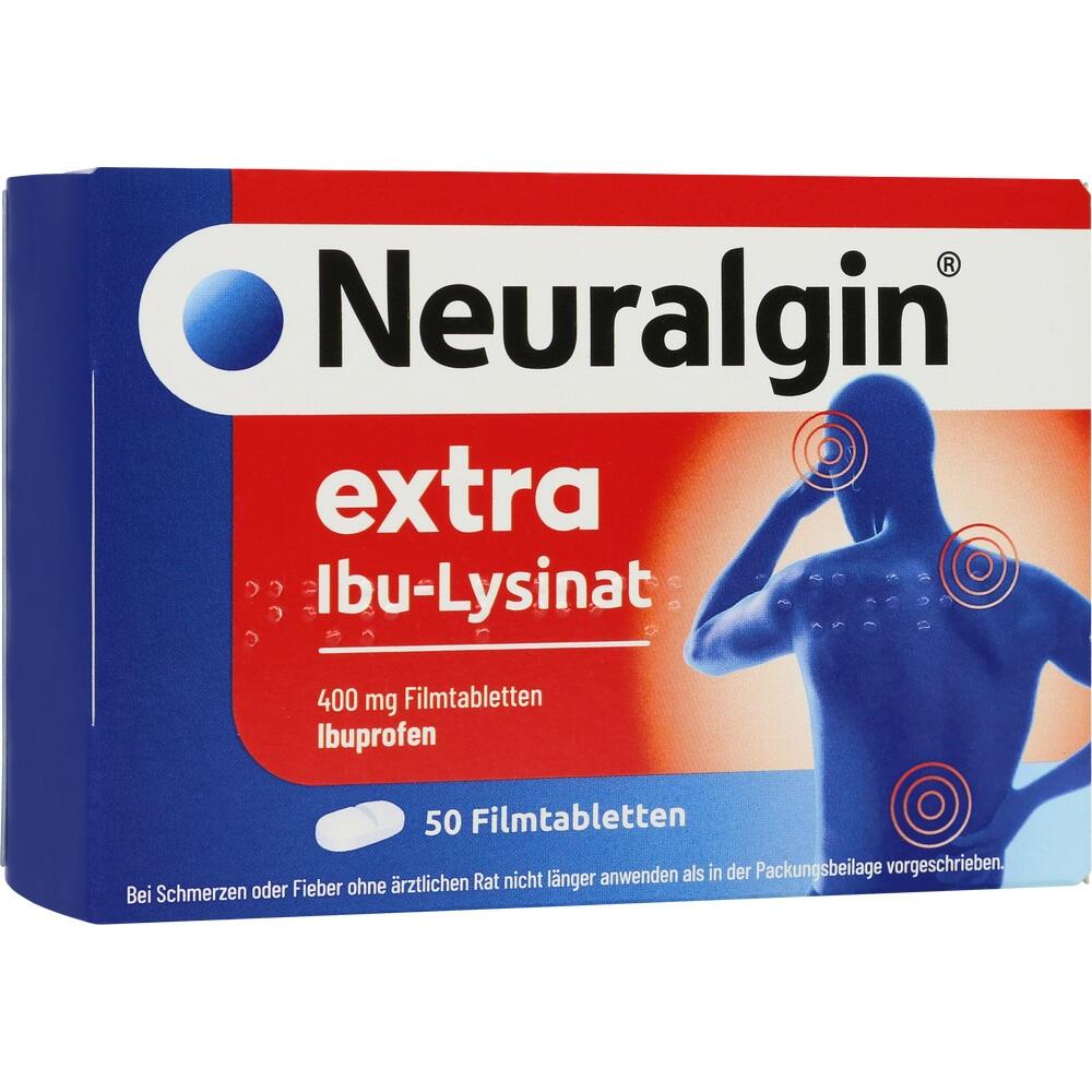Eine Packung Neuralgin extra Ibu-Lysinat, Schmerzmittel mit 50 Tabletten.