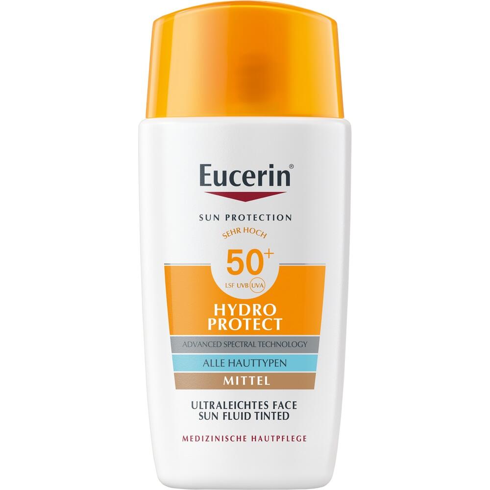 Sonnencreme-Flasche mit LSF 50+ f&uuml;r alle Hauttypen.